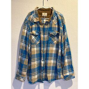 Legendary White Tails Men's 3XL Plaid Flannel Long Sleeve Shirt Blue Button Up